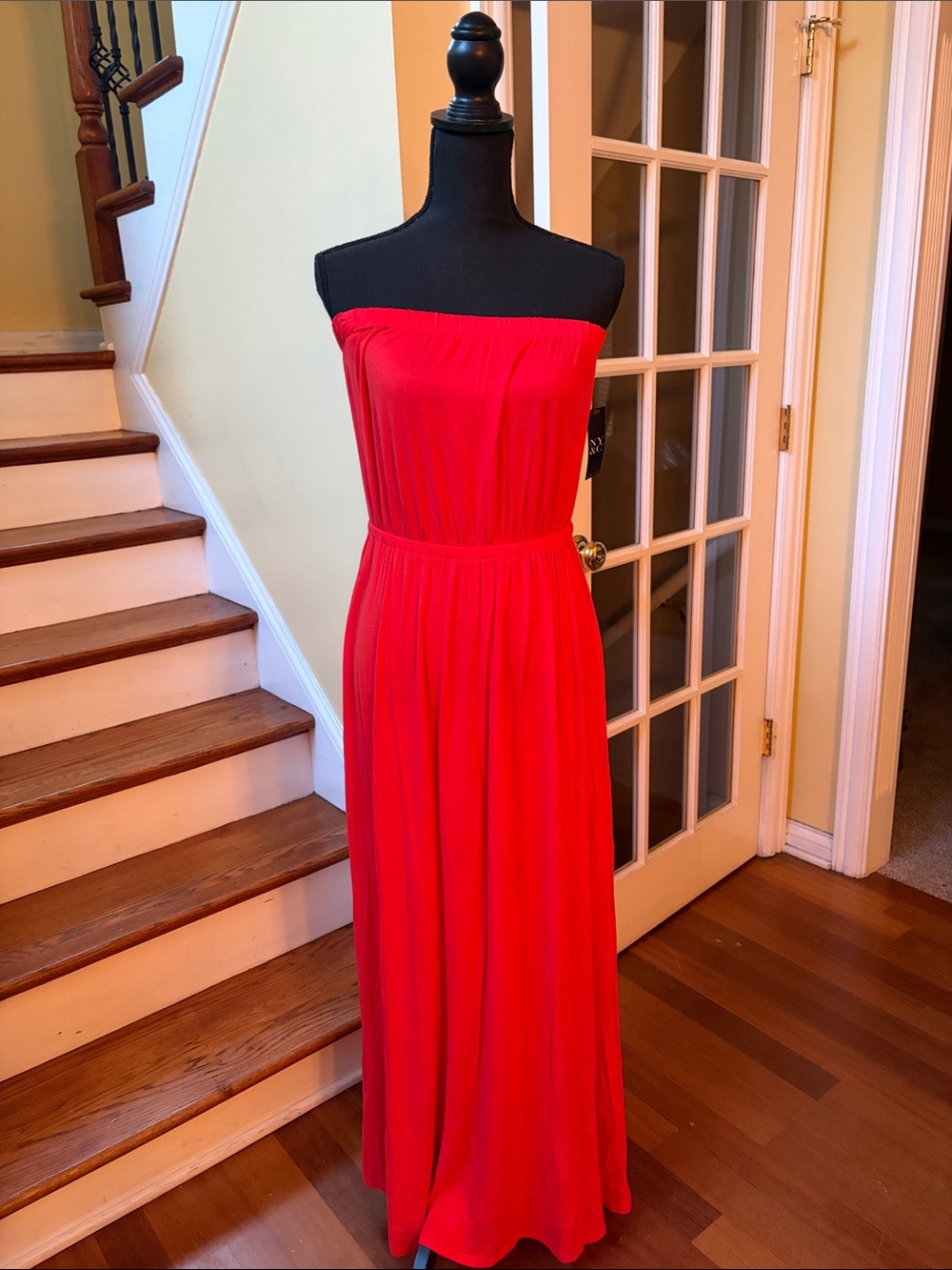 New York & Company Strapless Red Maxi Dress
